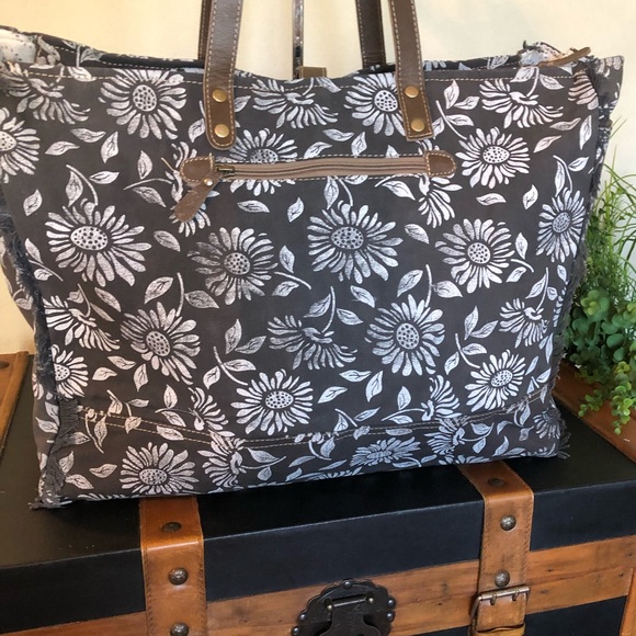 Anemone weekender Tote Bag Upcycled Canvas C-2623 - Picture 3 of 7